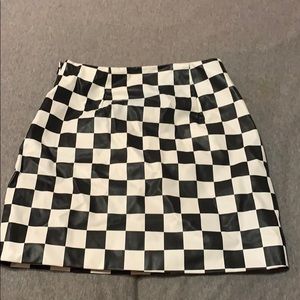 Leather Checkered Skirt